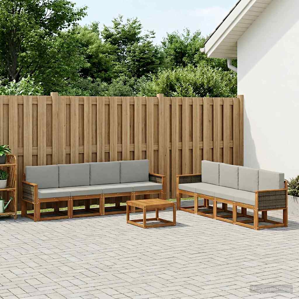 Buiten bankenset met kussen 7 pcs Naturel en lichtgrijs is nu te koop bij PeponiXL, paradijselijk wonen!