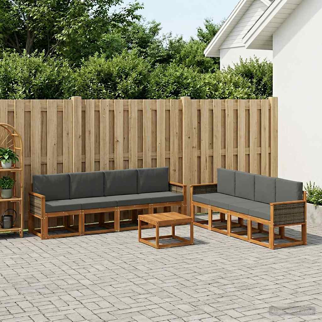 Buiten bankenset met kussen 7 pcs Natuurlijk en Antraciet is nu te koop bij PeponiXL, paradijselijk wonen!