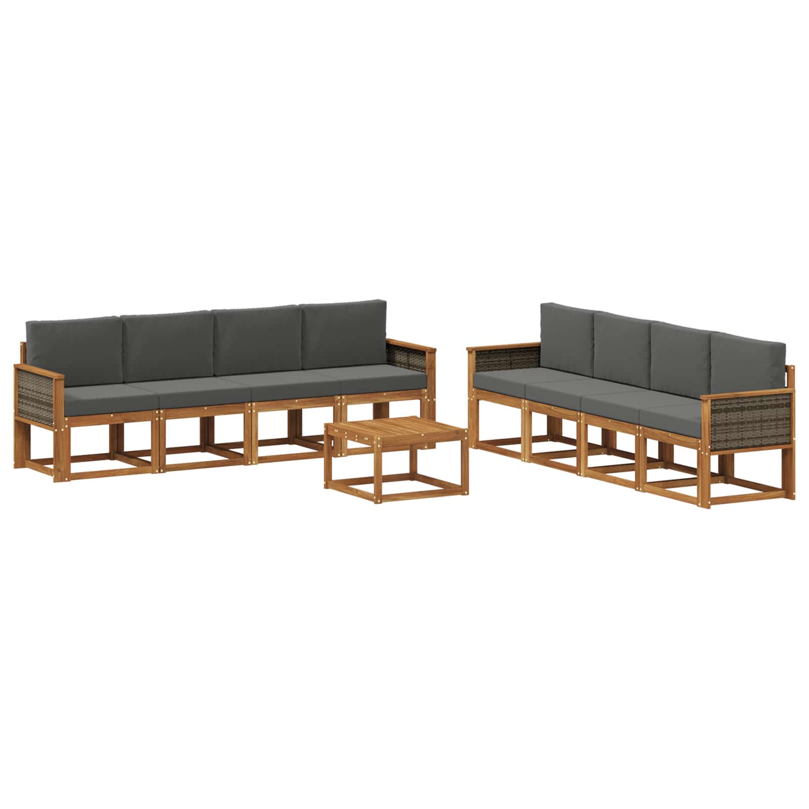 Buiten bankenset met kussen 7 pcs Natuurlijk en Antraciet is nu te koop bij PeponiXL, paradijselijk wonen!