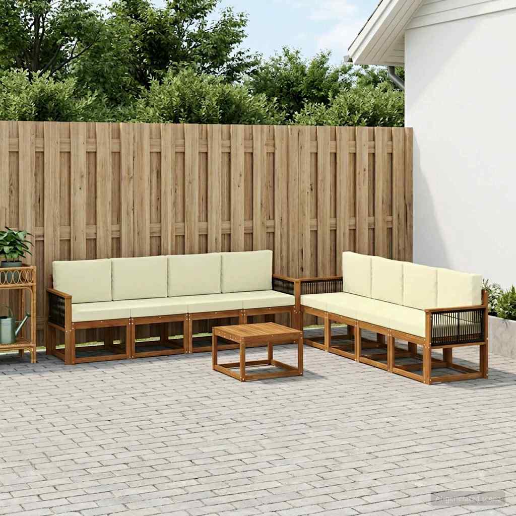 Buiten bankenset met kussen 7 pcs Natuurlijk en Crème is nu te koop bij PeponiXL, paradijselijk wonen!