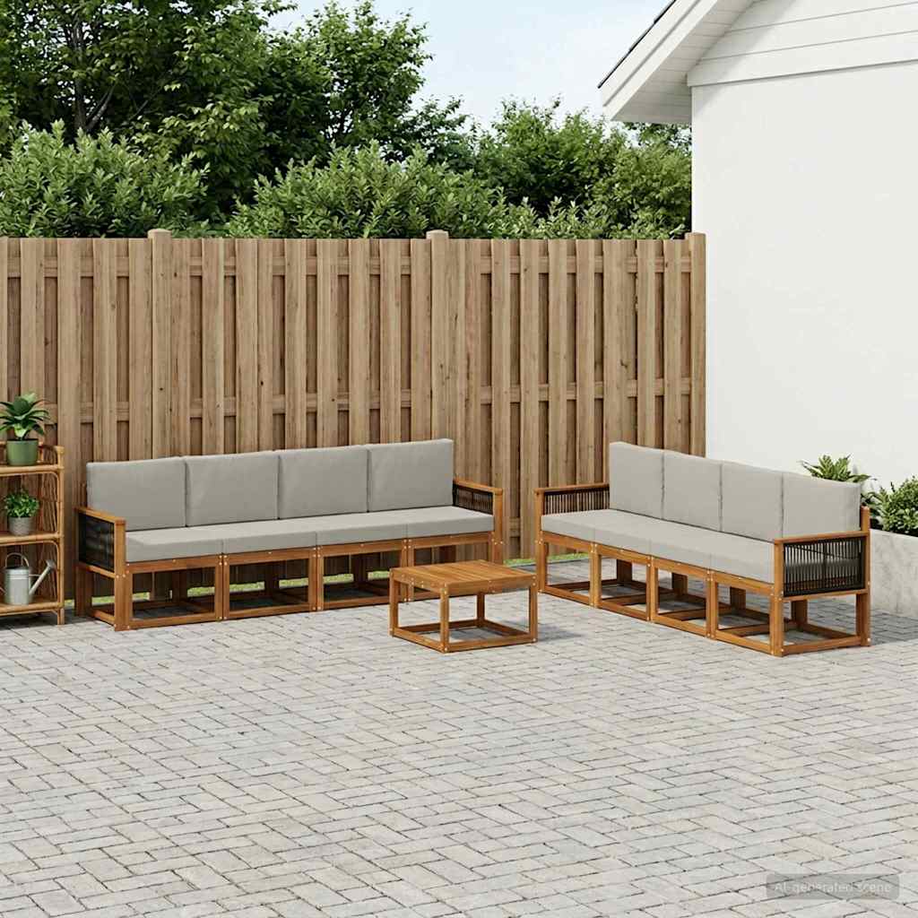 Buiten bankenset met kussen 7 pcs Naturel en lichtgrijs is nu te koop bij PeponiXL, paradijselijk wonen!