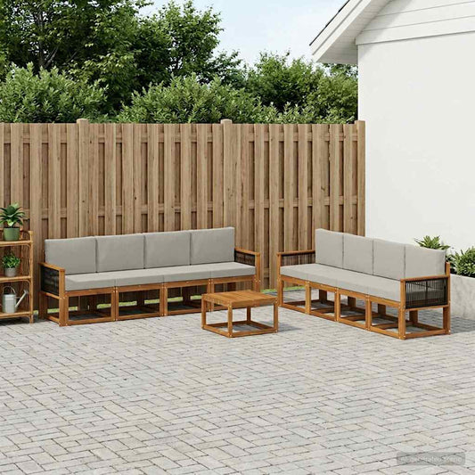 Buiten bankenset met kussen 7 pcs Naturel en lichtgrijs is nu te koop bij PeponiXL, paradijselijk wonen!