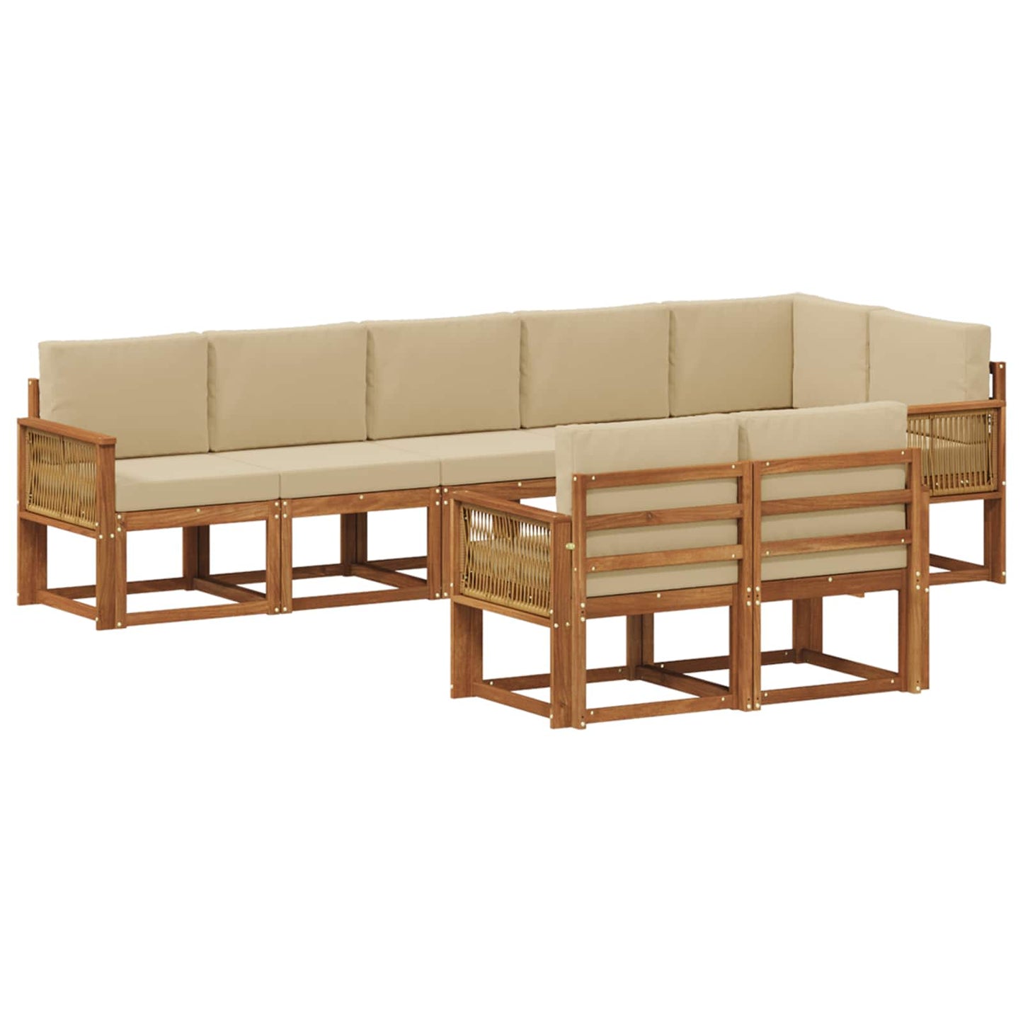 Buiten bankenset met kussen 8 pcs Natuurlijk en Beige Polyester is nu te koop bij PeponiXL, paradijselijk wonen!