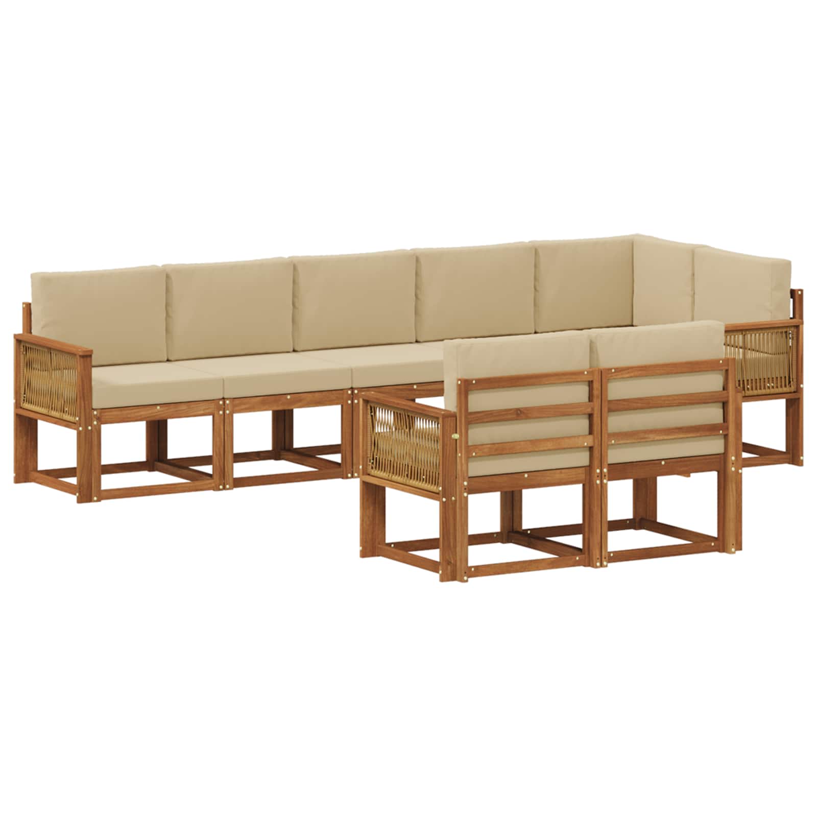 Buiten bankenset met kussen 8 pcs Natuurlijk en Beige Polyester is nu te koop bij PeponiXL, paradijselijk wonen!