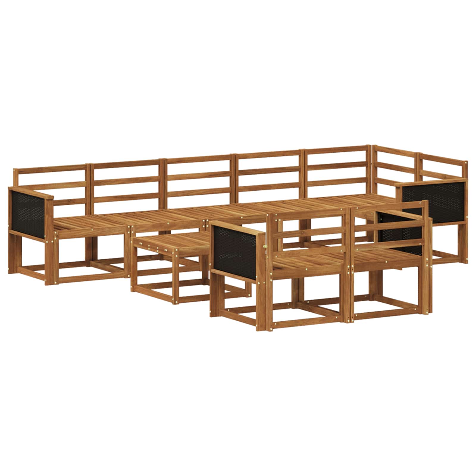 Buiten bankenset 9 pcs Naturel Massief Acaciahout is nu te koop bij PeponiXL, paradijselijk wonen!