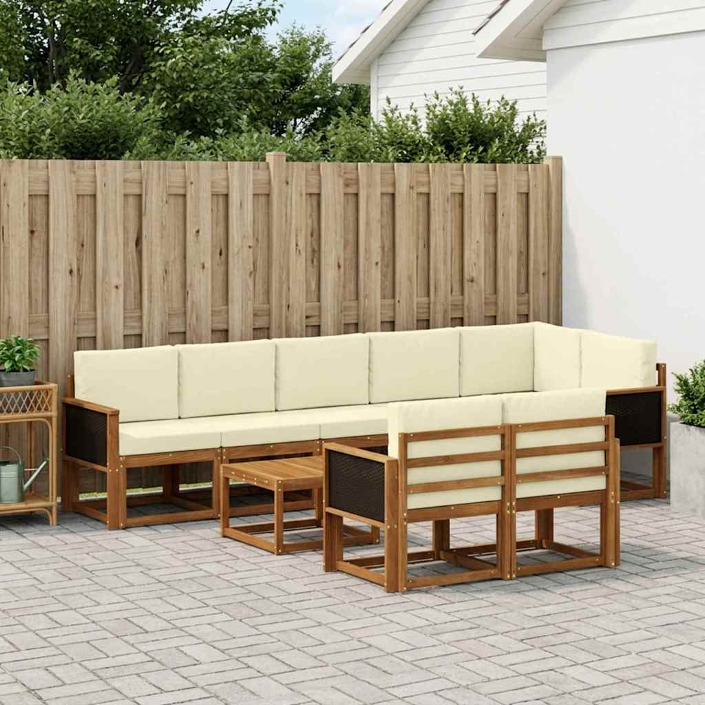 Buiten bankenset met kussen 9 pcs Natuurlijk en Crème Polyester is nu te koop bij PeponiXL, paradijselijk wonen!