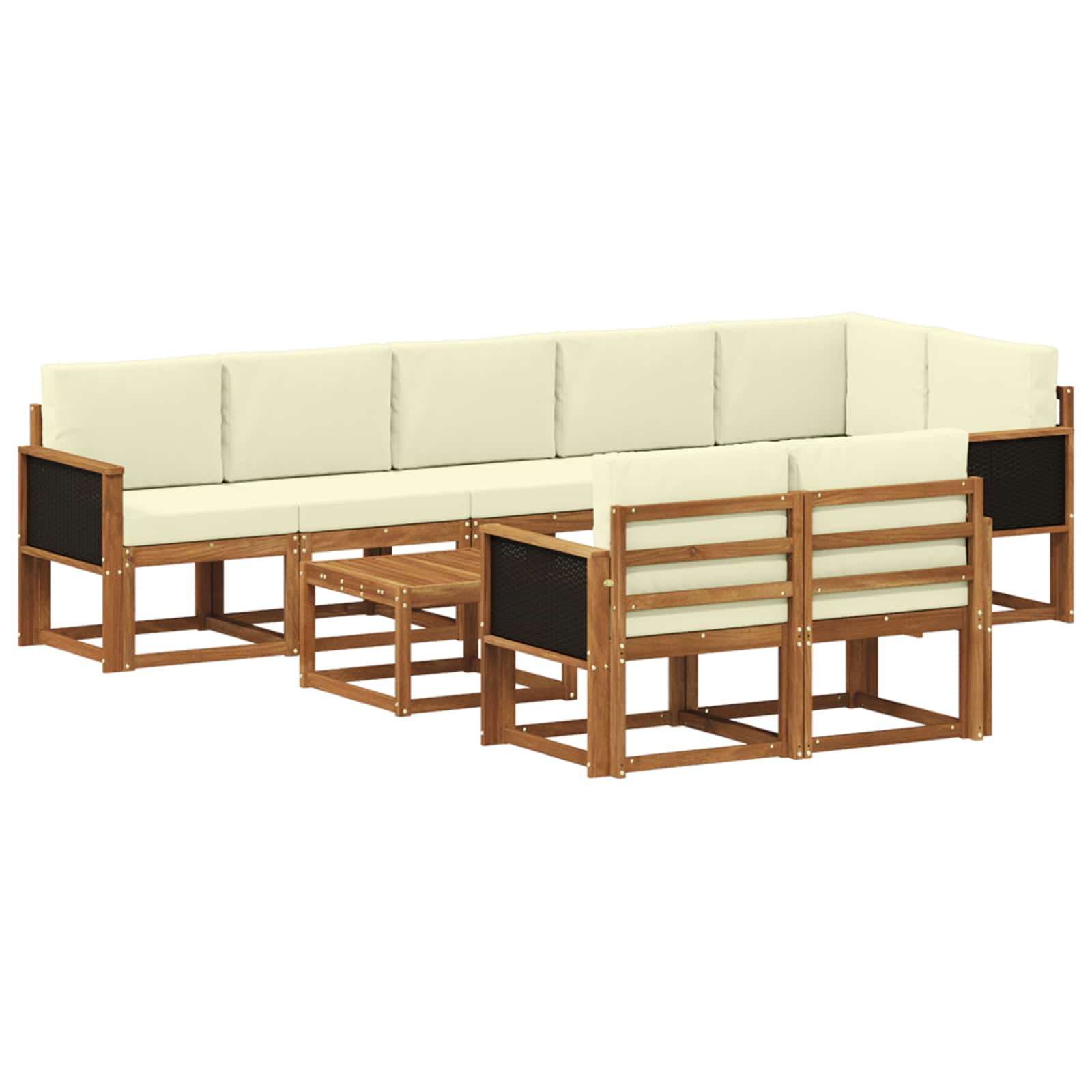 Buiten bankenset met kussen 9 pcs Natuurlijk en Crème Polyester is nu te koop bij PeponiXL, paradijselijk wonen!