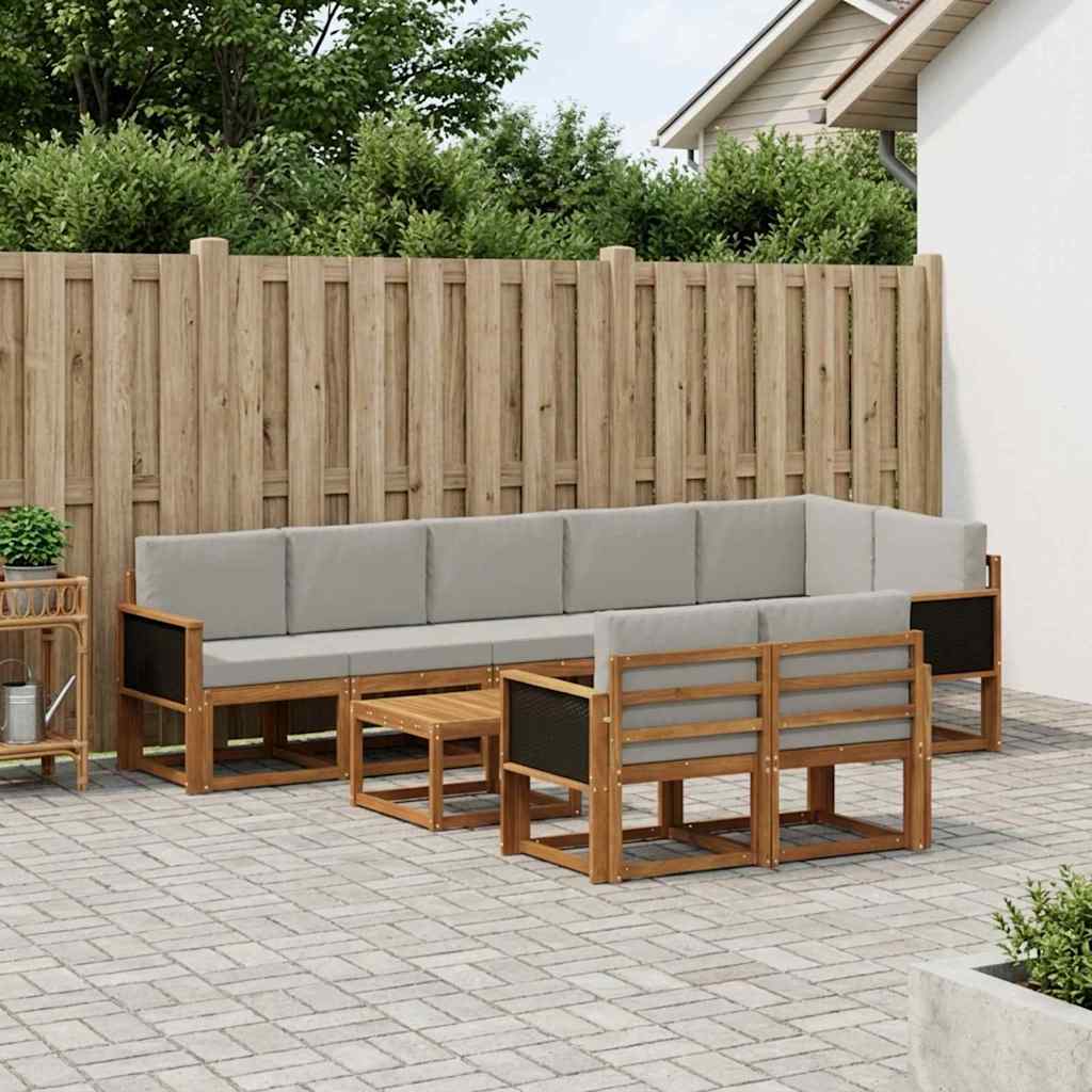 Buiten bankenset 9 pcs Naturel en lichtgrijs Polyester is nu te koop bij PeponiXL, paradijselijk wonen!