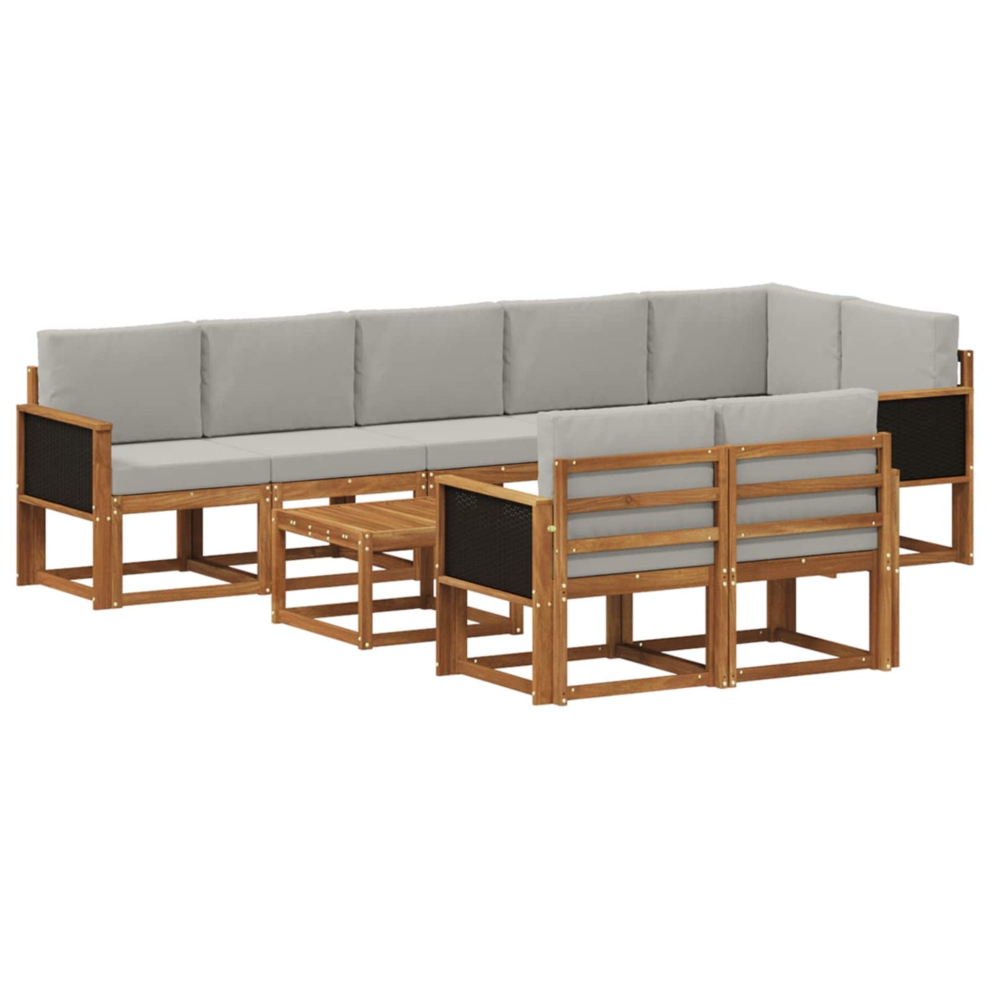Buiten bankenset 9 pcs Naturel en lichtgrijs Polyester is nu te koop bij PeponiXL, paradijselijk wonen!