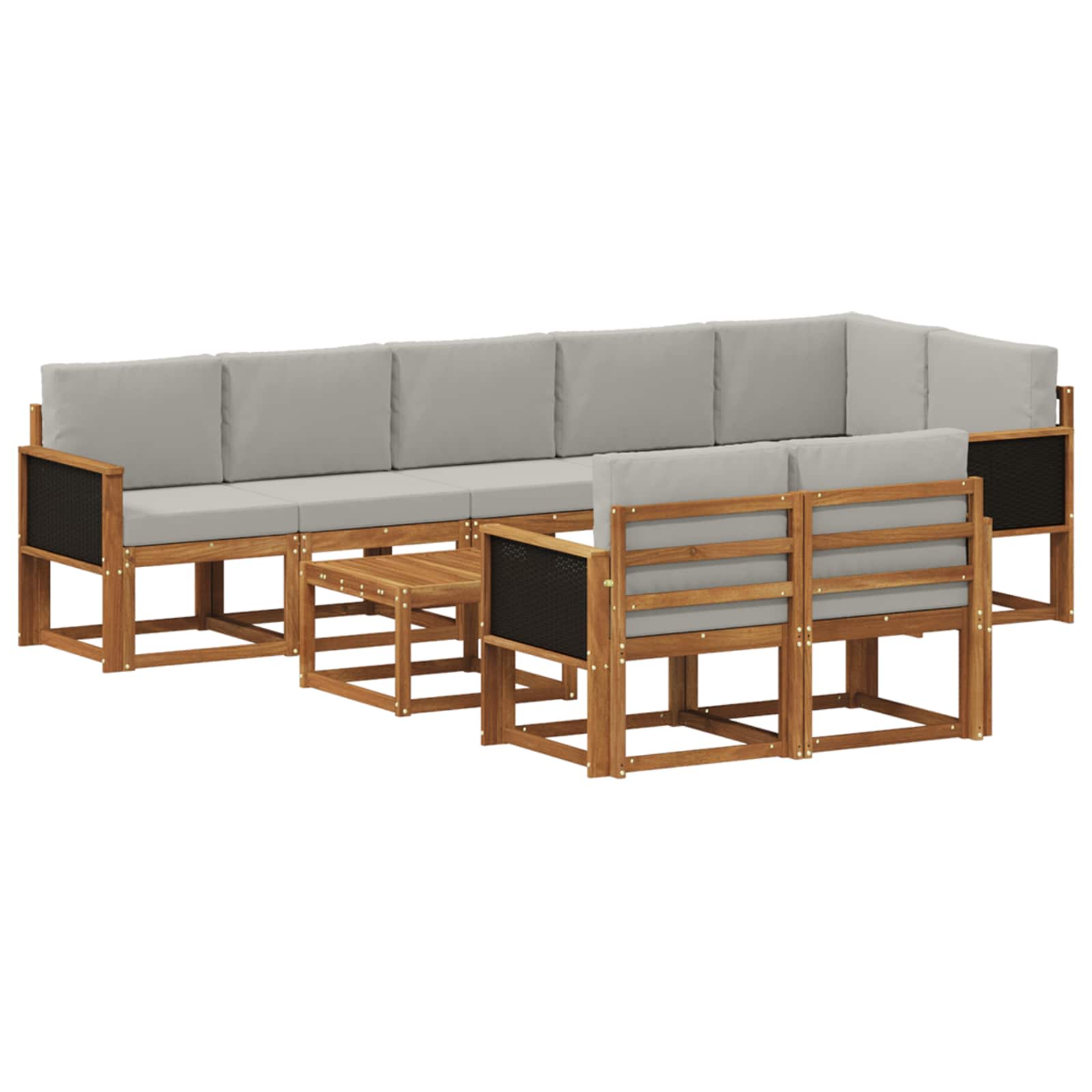 Buiten bankenset 9 pcs Naturel en lichtgrijs Polyester is nu te koop bij PeponiXL, paradijselijk wonen!