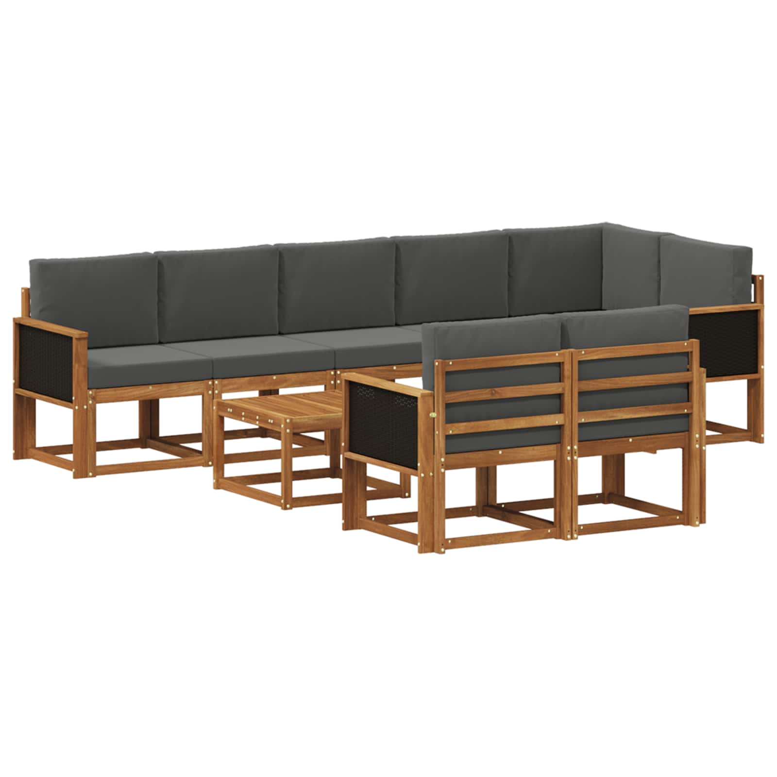 Buiten bankenset 9 pcs Natuurlijk en Antraciet Polyester is nu te koop bij PeponiXL, paradijselijk wonen!
