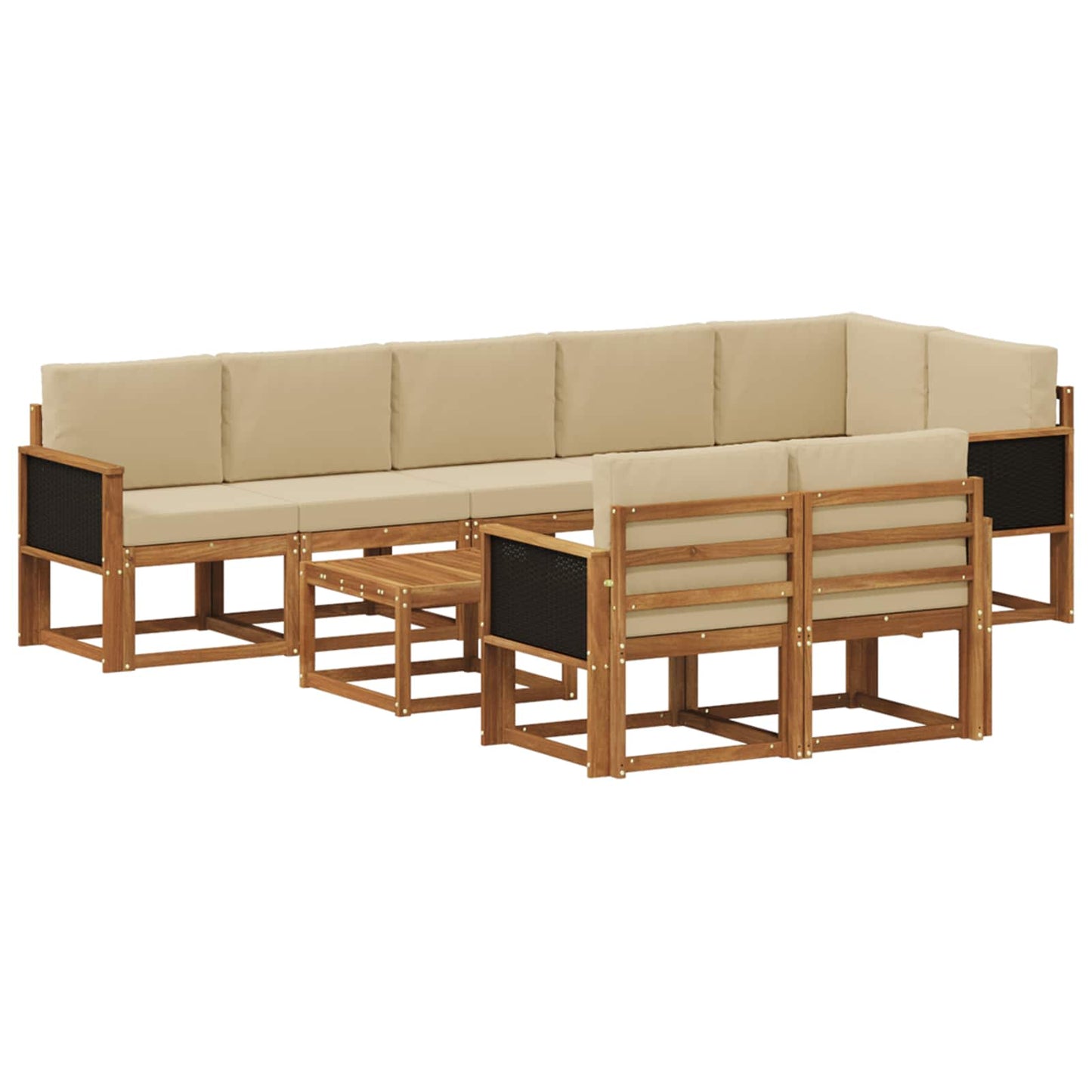 Buiten bankenset met kussen 9 pcs Natuurlijk en Beige Polyester is nu te koop bij PeponiXL, paradijselijk wonen!