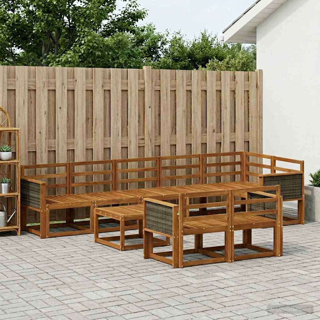 Buiten bankenset 9 pcs Naturel Massief Acaciahout is nu te koop bij PeponiXL, paradijselijk wonen!