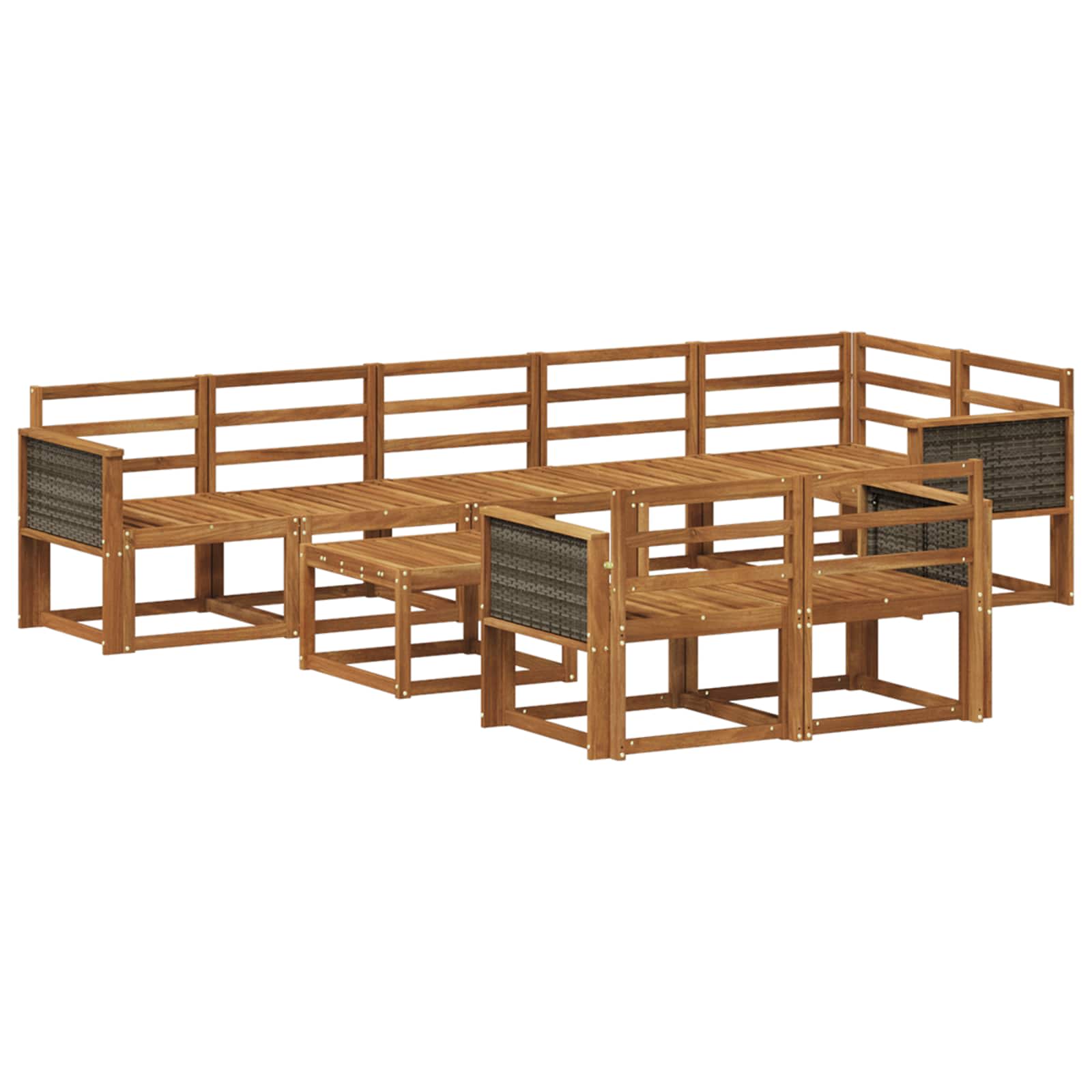 Buiten bankenset 9 pcs Naturel Massief Acaciahout is nu te koop bij PeponiXL, paradijselijk wonen!