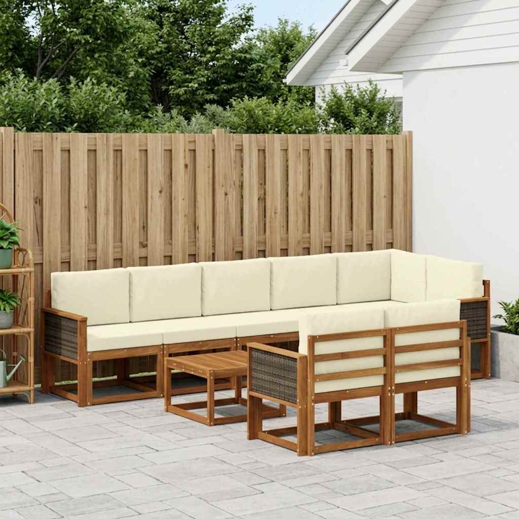 Buiten bankenset met kussen 9 pcs Natuurlijk en Crème Polyester is nu te koop bij PeponiXL, paradijselijk wonen!