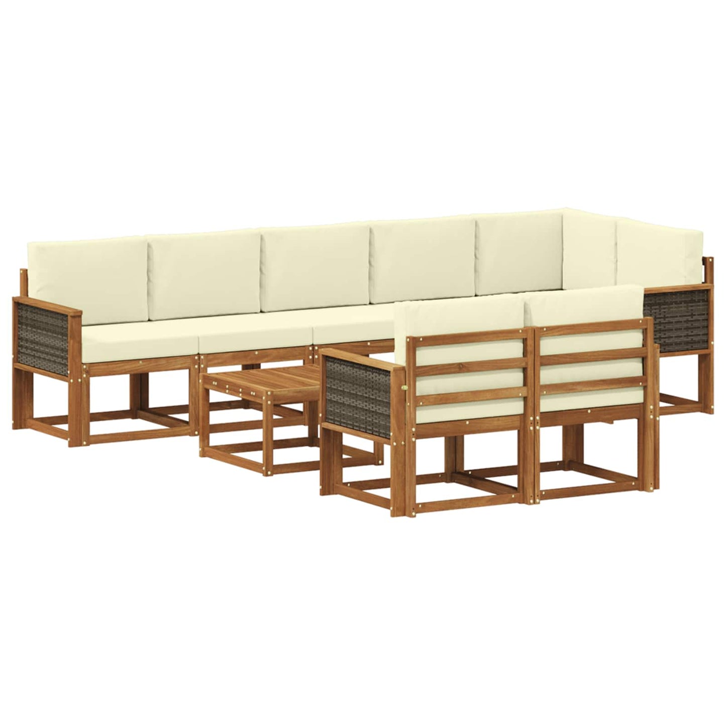 Buiten bankenset met kussen 9 pcs Natuurlijk en Crème Polyester is nu te koop bij PeponiXL, paradijselijk wonen!
