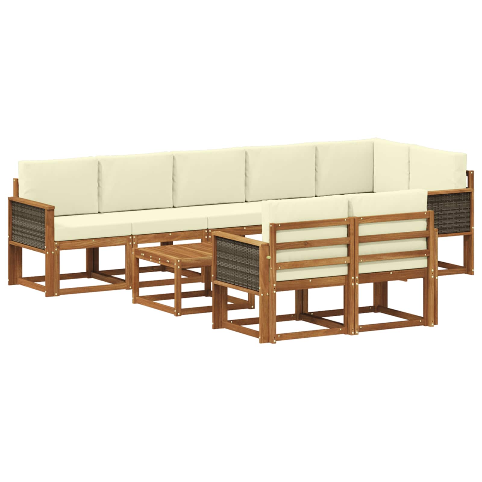 Buiten bankenset met kussen 9 pcs Natuurlijk en Crème Polyester is nu te koop bij PeponiXL, paradijselijk wonen!