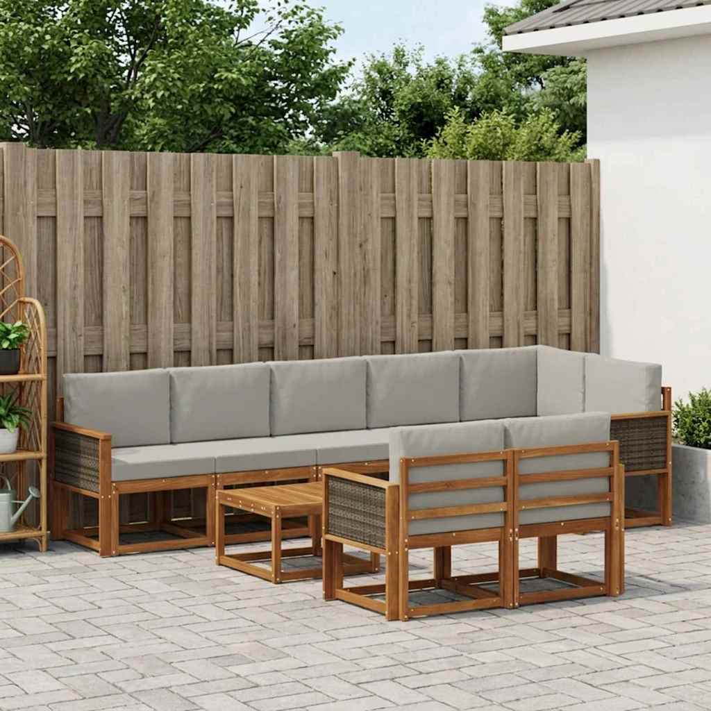Buiten bankenset 9 pcs Naturel en lichtgrijs Polyester is nu te koop bij PeponiXL, paradijselijk wonen!
