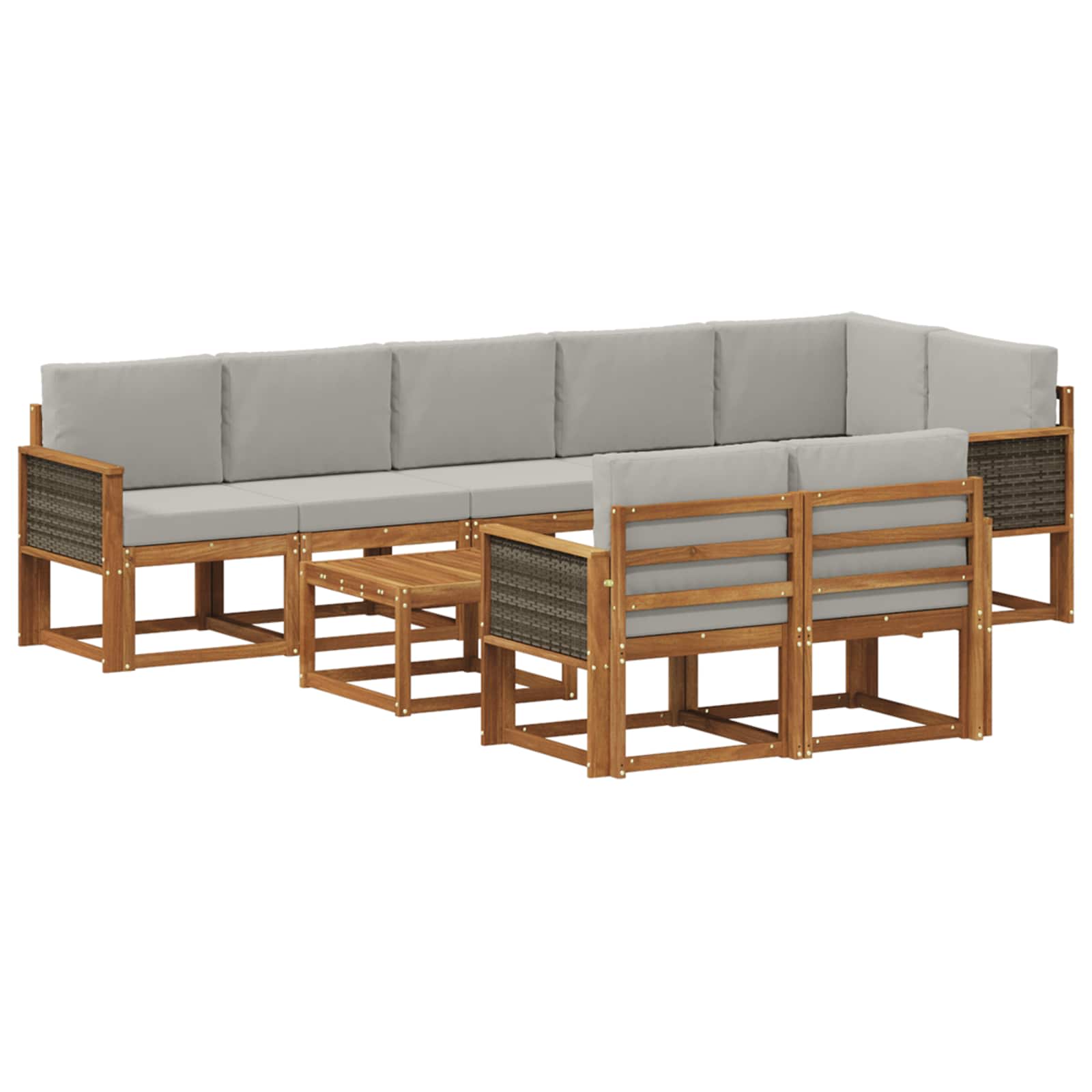 Buiten bankenset 9 pcs Naturel en lichtgrijs Polyester is nu te koop bij PeponiXL, paradijselijk wonen!