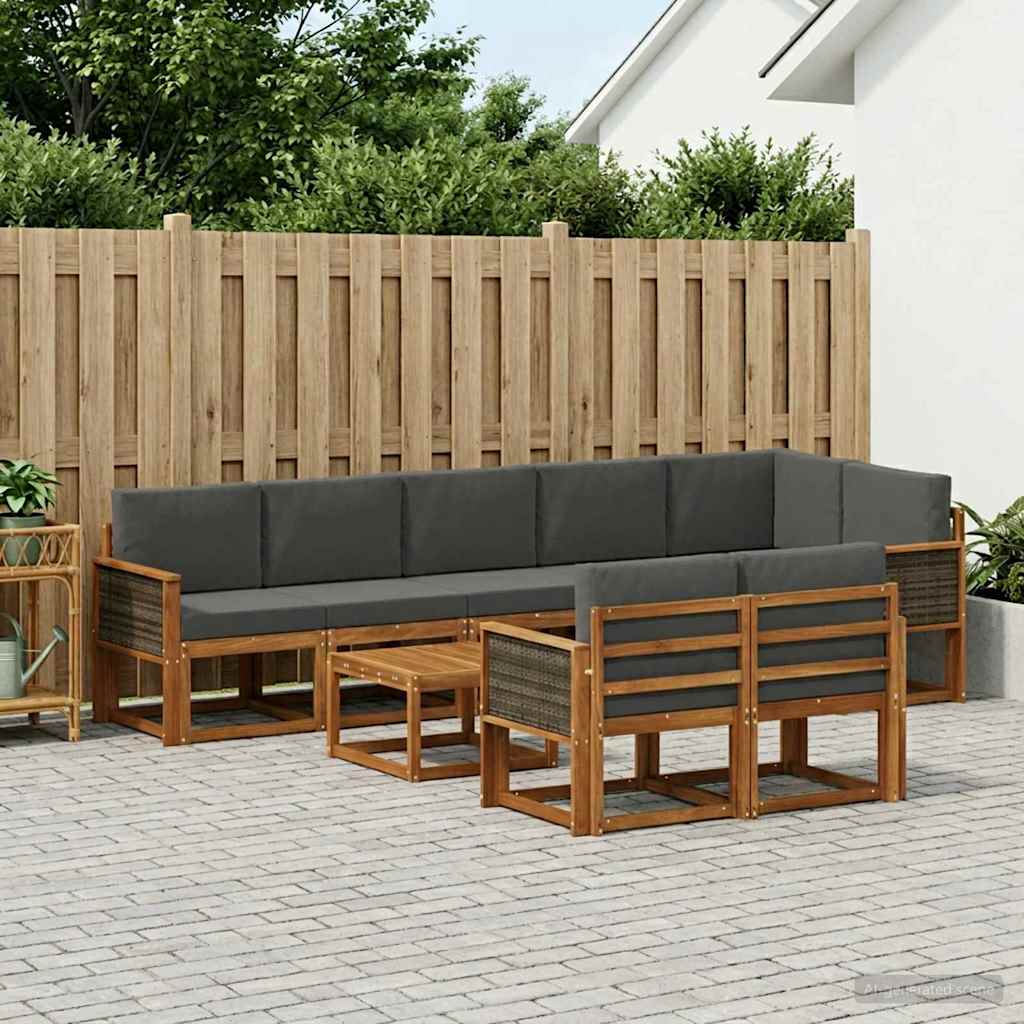 Buiten bankenset 9 pcs Natuurlijk en Antraciet Polyester is nu te koop bij PeponiXL, paradijselijk wonen!