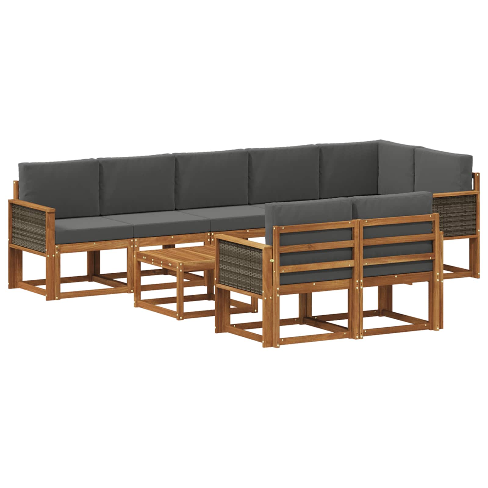 Buiten bankenset 9 pcs Natuurlijk en Antraciet Polyester is nu te koop bij PeponiXL, paradijselijk wonen!