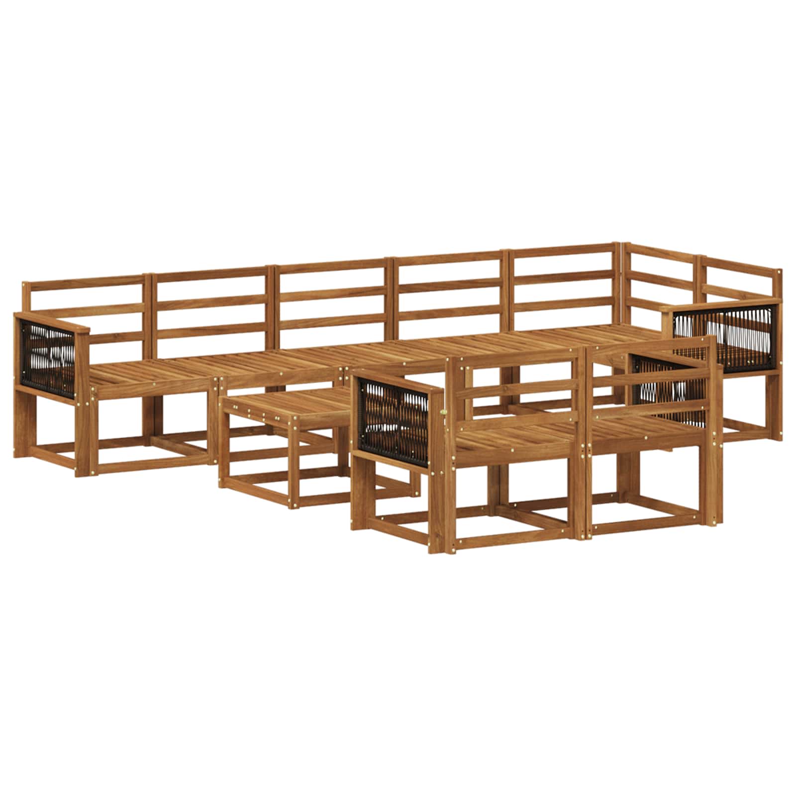 Buiten bankenset 9 pcs Naturel Massief Acaciahout is nu te koop bij PeponiXL, paradijselijk wonen!