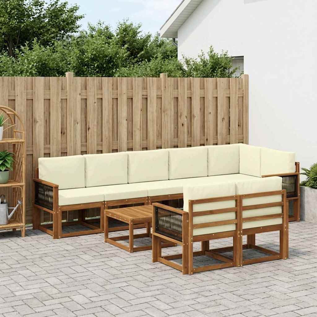Buiten bankenset met kussen 9 pcs Natuurlijk en Crème Polyester is nu te koop bij PeponiXL, paradijselijk wonen!