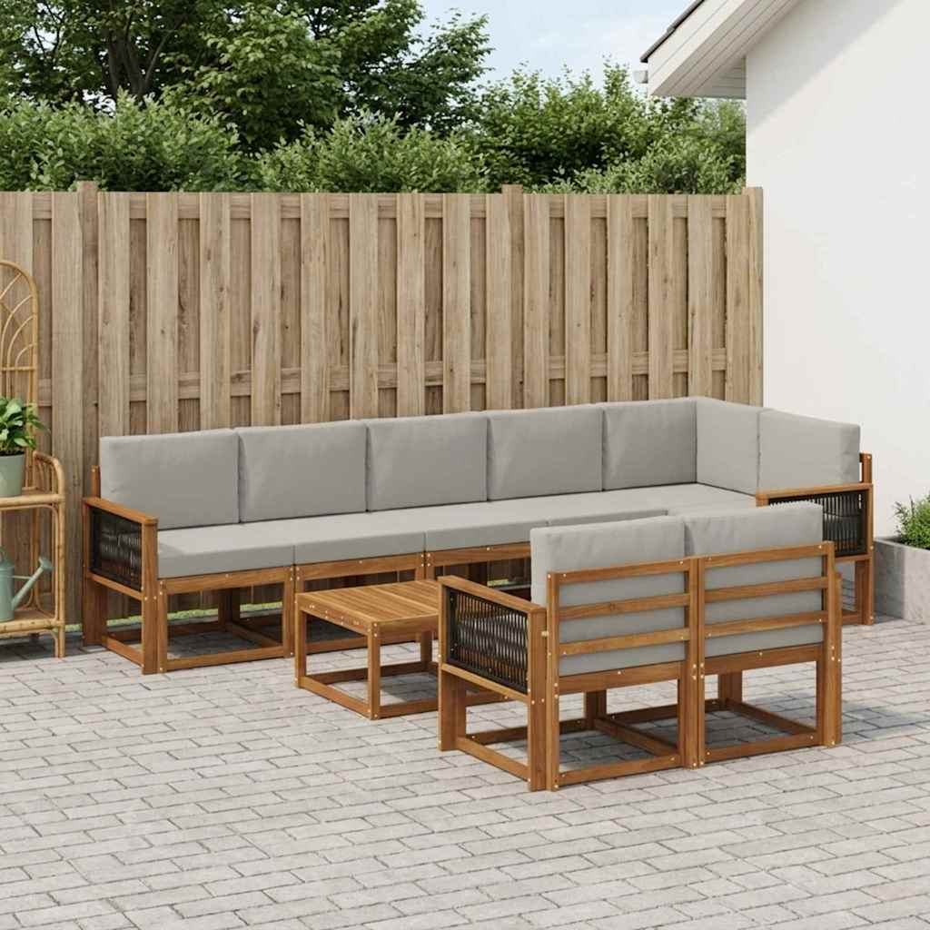 Buiten bankenset 9 pcs Naturel en lichtgrijs Polyester is nu te koop bij PeponiXL, paradijselijk wonen!