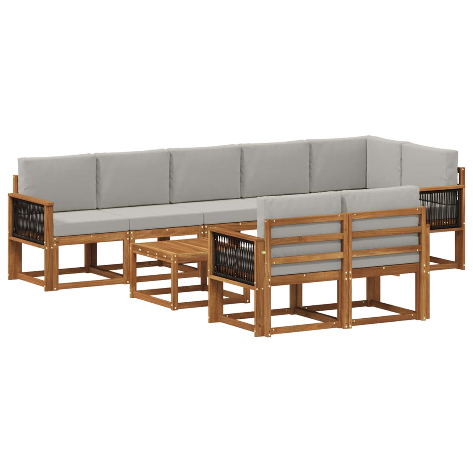 Buiten bankenset 9 pcs Naturel en lichtgrijs Polyester is nu te koop bij PeponiXL, paradijselijk wonen!