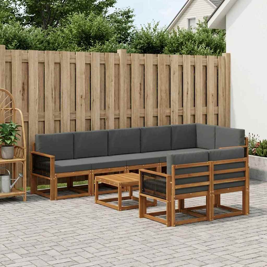 Buiten bankenset 9 pcs Natuurlijk en Antraciet Polyester is nu te koop bij PeponiXL, paradijselijk wonen!
