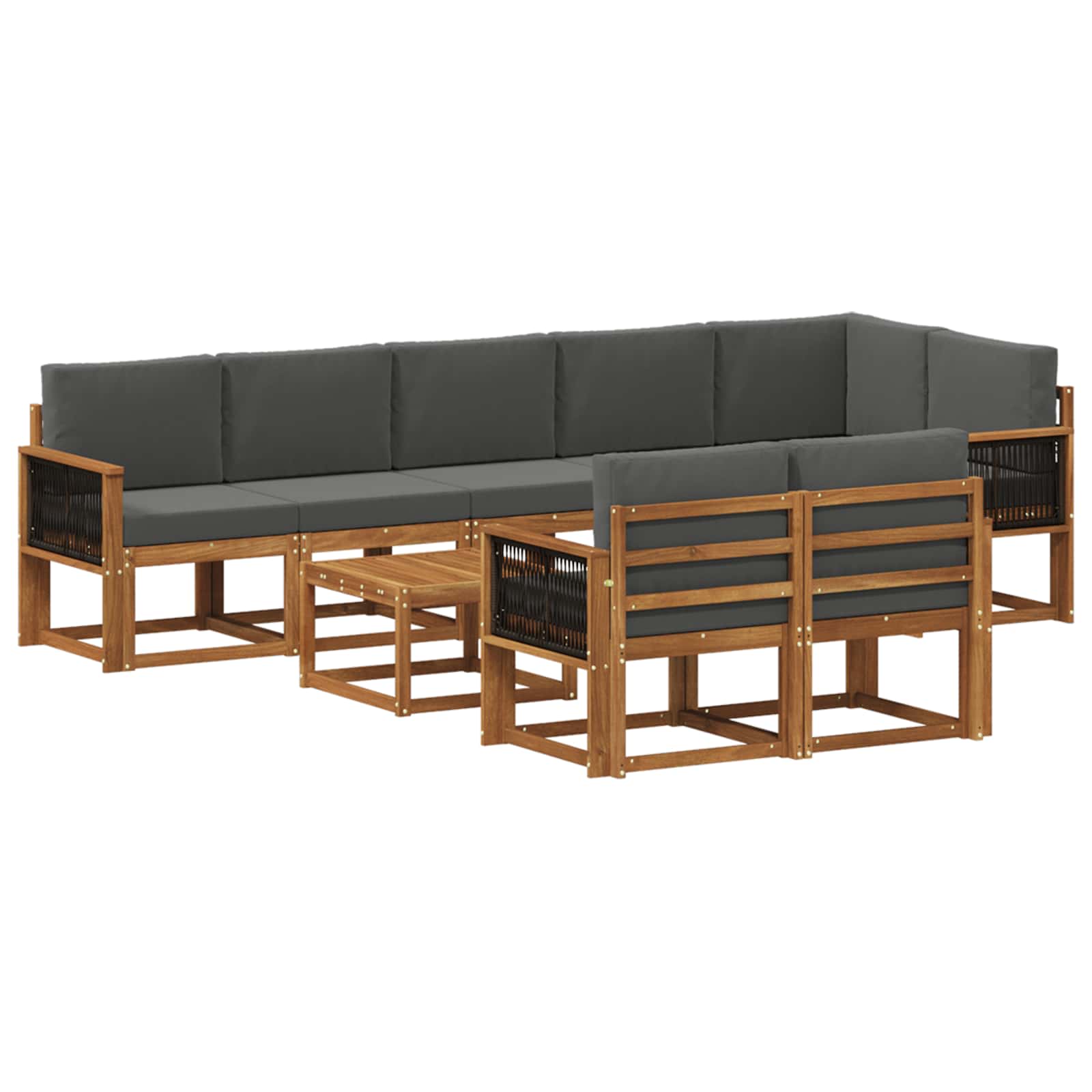 Buiten bankenset 9 pcs Natuurlijk en Antraciet Polyester is nu te koop bij PeponiXL, paradijselijk wonen!