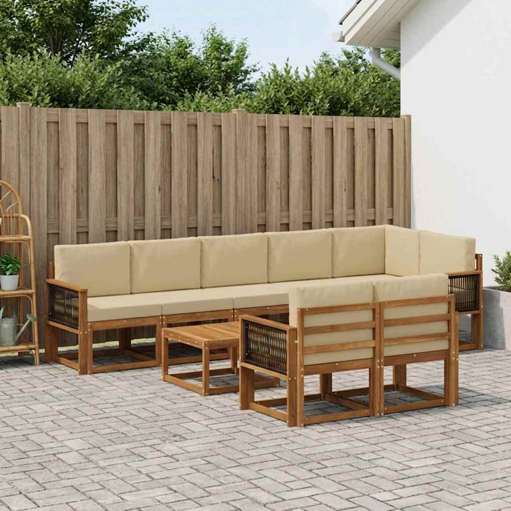 Buiten bankenset met kussen 9 pcs Natuurlijk en Beige Polyester is nu te koop bij PeponiXL, paradijselijk wonen!