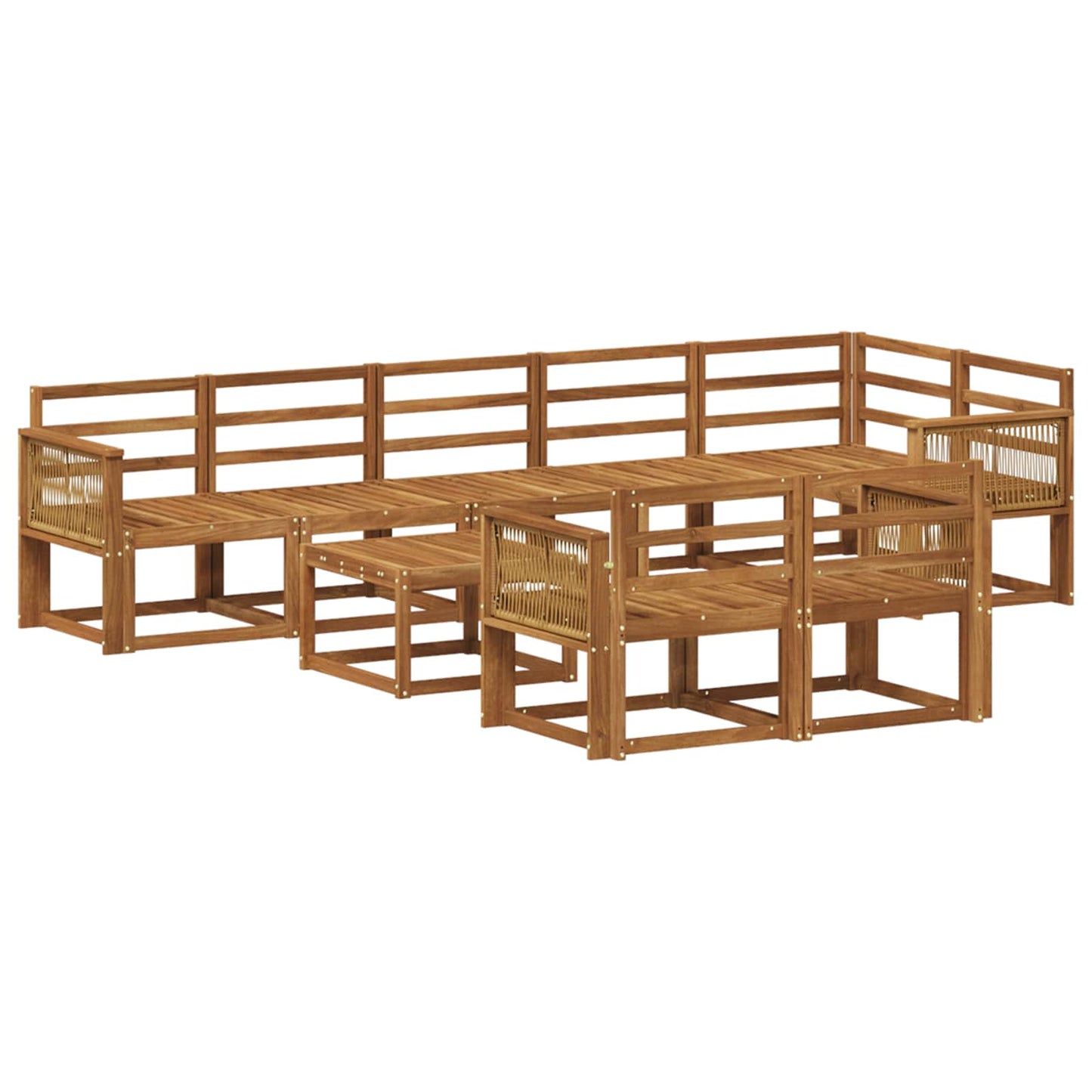 Buiten bankenset 9 pcs Naturel Massief Acaciahout is nu te koop bij PeponiXL, paradijselijk wonen!