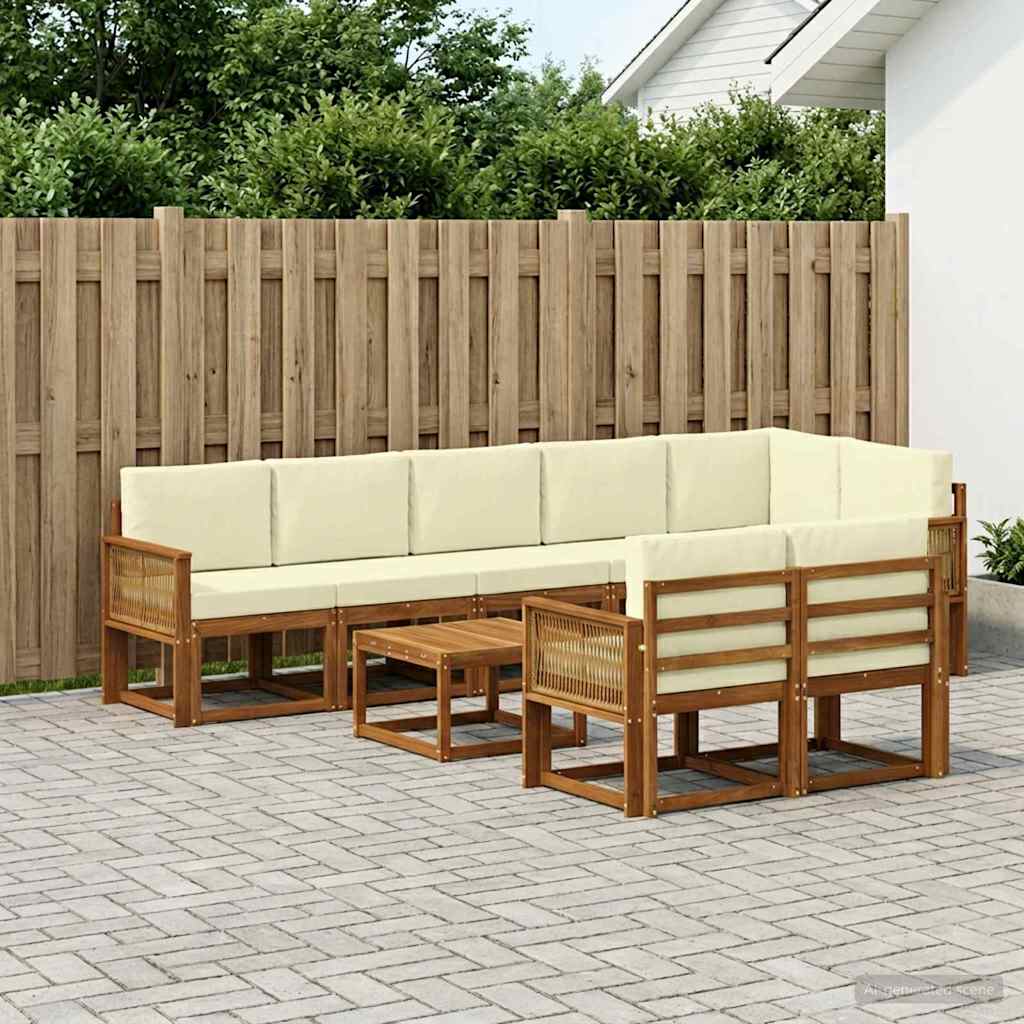 Buiten bankenset met kussen 9 pcs Natuurlijk en Crème Polyester is nu te koop bij PeponiXL, paradijselijk wonen!
