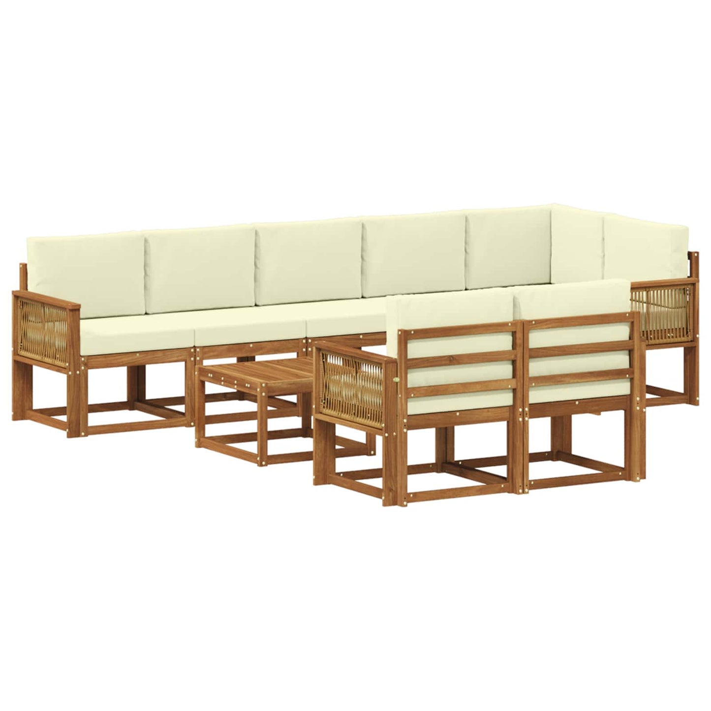 Buiten bankenset met kussen 9 pcs Natuurlijk en Crème Polyester is nu te koop bij PeponiXL, paradijselijk wonen!