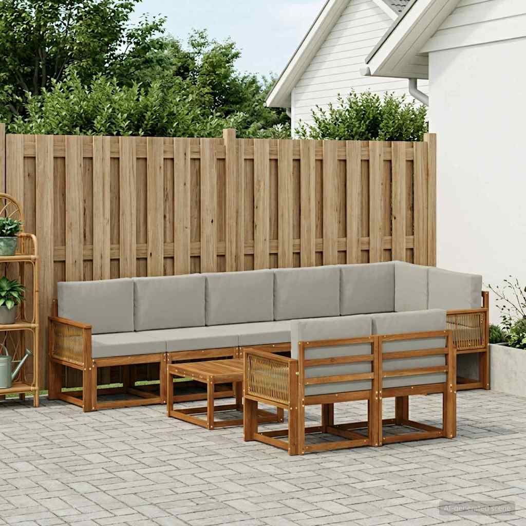 Buiten bankenset 9 pcs Naturel en lichtgrijs Polyester is nu te koop bij PeponiXL, paradijselijk wonen!