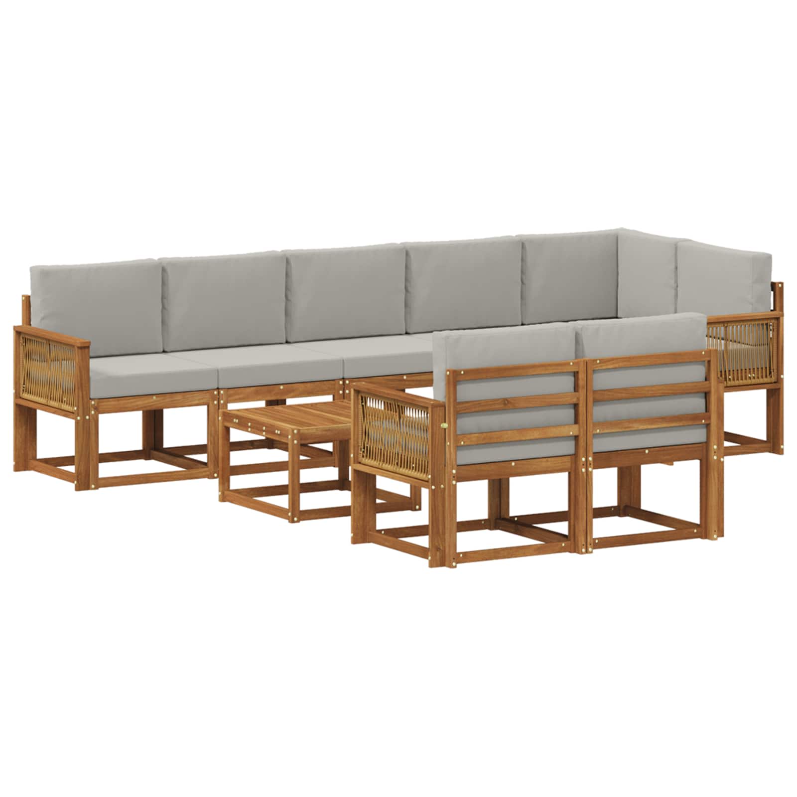 Buiten bankenset 9 pcs Naturel en lichtgrijs Polyester is nu te koop bij PeponiXL, paradijselijk wonen!