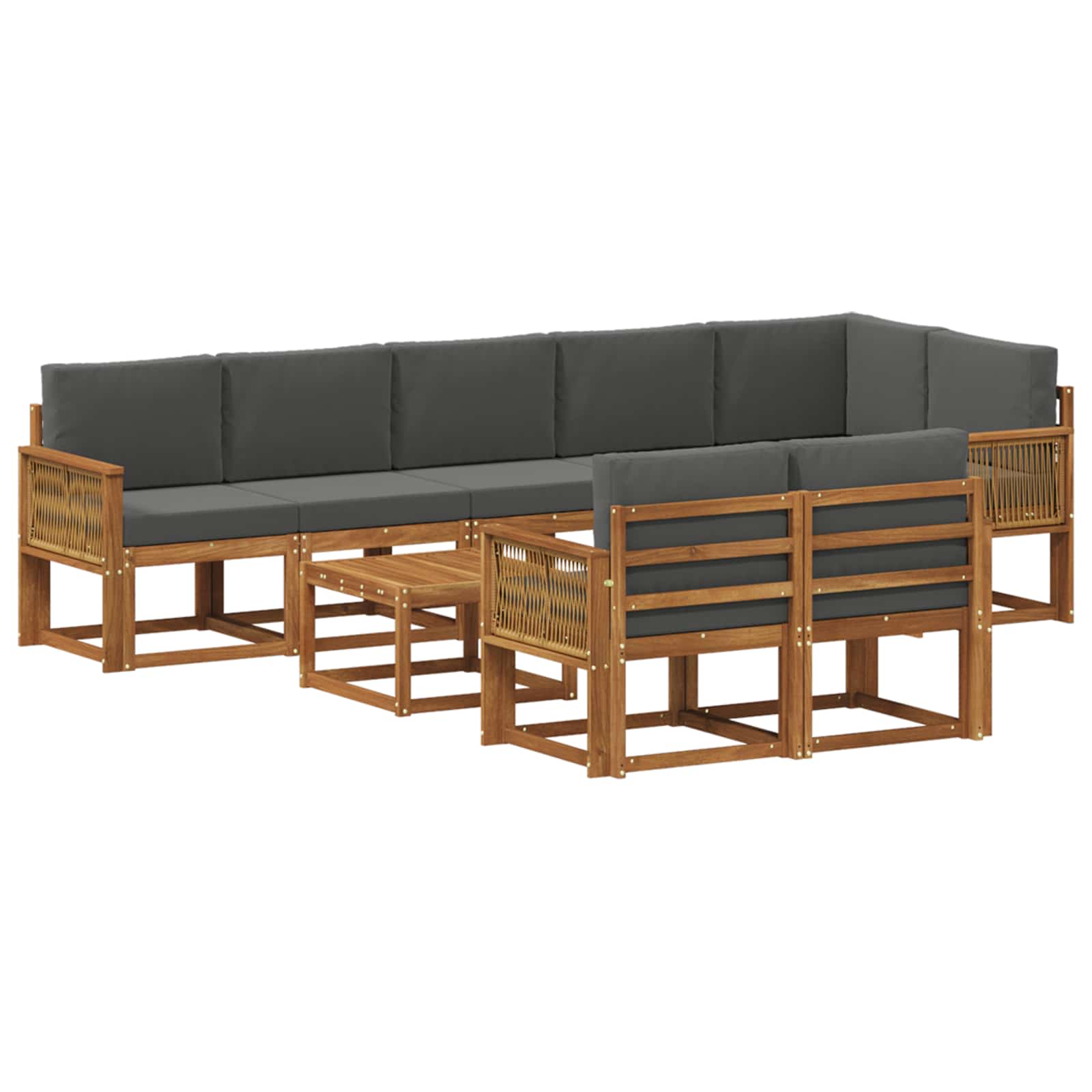 Buiten bankenset 9 pcs Natuurlijk en Antraciet Polyester is nu te koop bij PeponiXL, paradijselijk wonen!