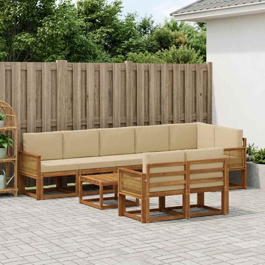 Buiten bankenset met kussen 9 pcs Natuurlijk en Beige Polyester is nu te koop bij PeponiXL, paradijselijk wonen!