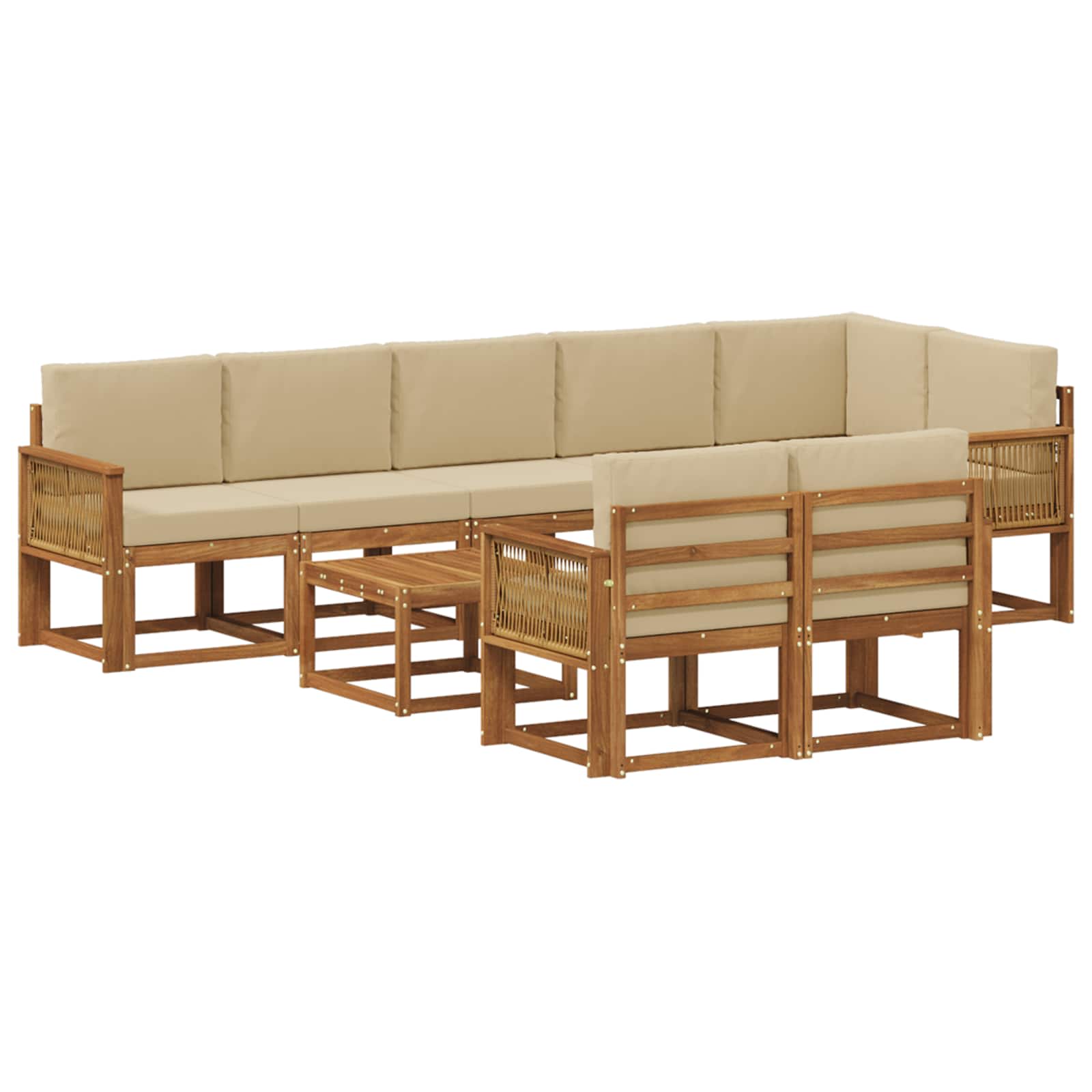 Buiten bankenset met kussen 9 pcs Natuurlijk en Beige Polyester is nu te koop bij PeponiXL, paradijselijk wonen!