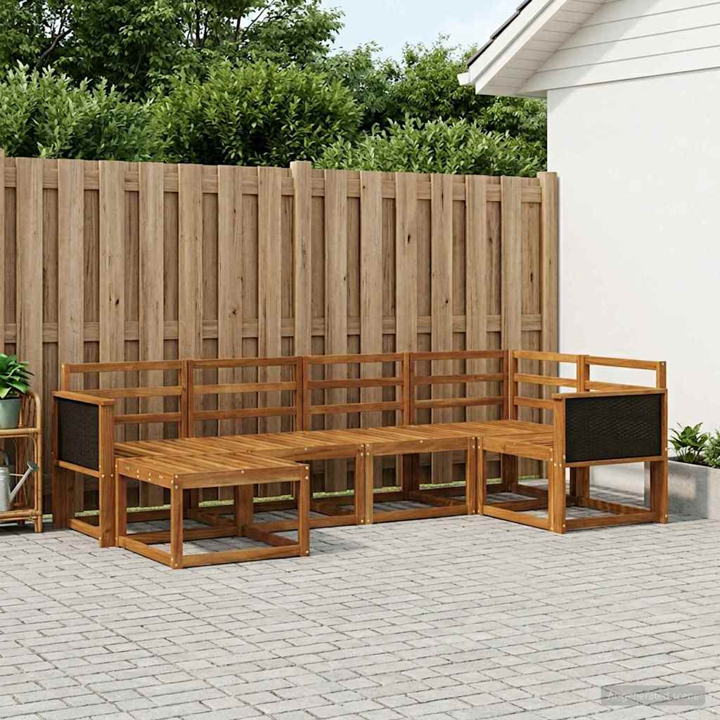 Buiten bankenset 6 pcs Naturel Massief Acaciahout is nu te koop bij PeponiXL, paradijselijk wonen!