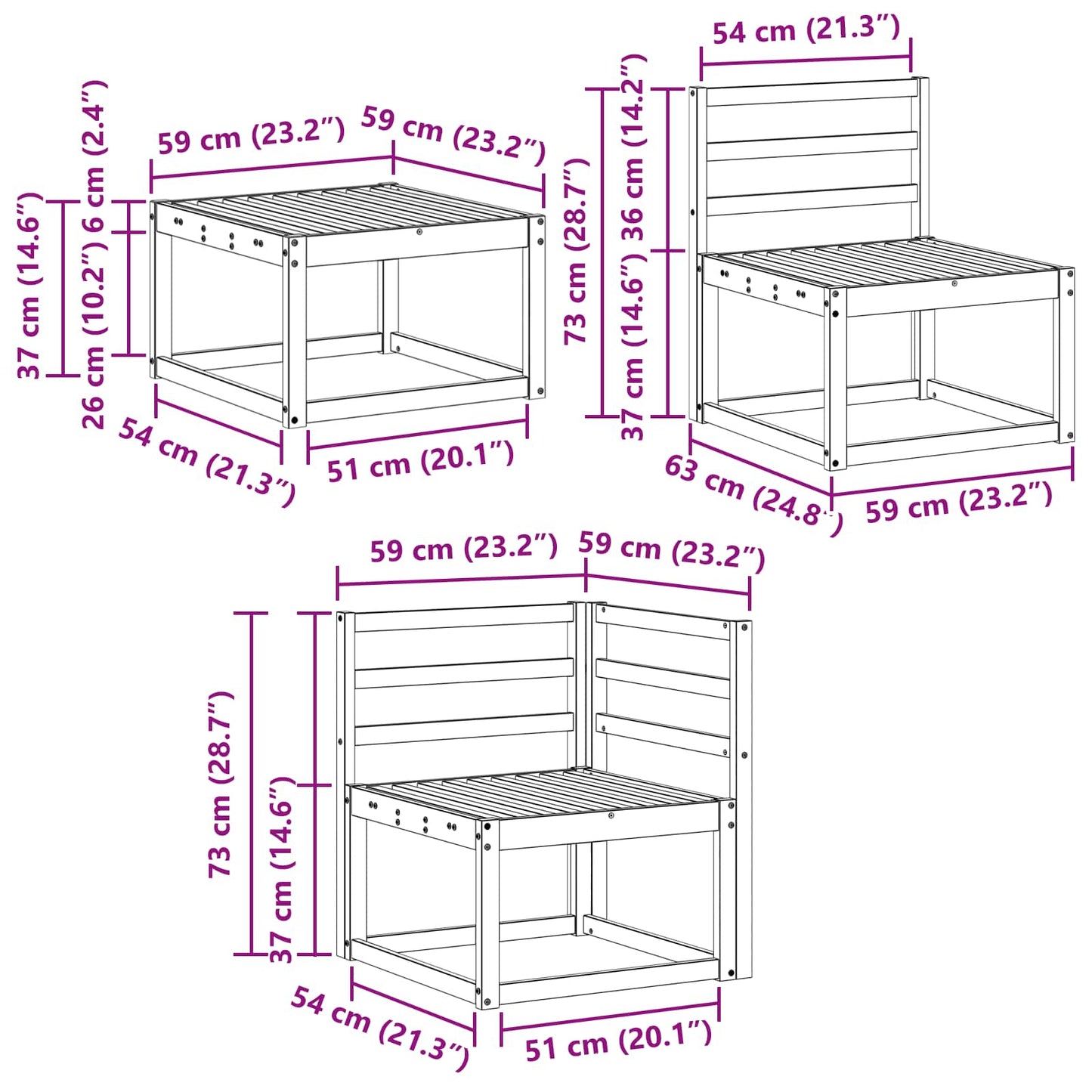 Buiten bankenset 6 pcs Naturel Massief Acaciahout is nu te koop bij PeponiXL, paradijselijk wonen!