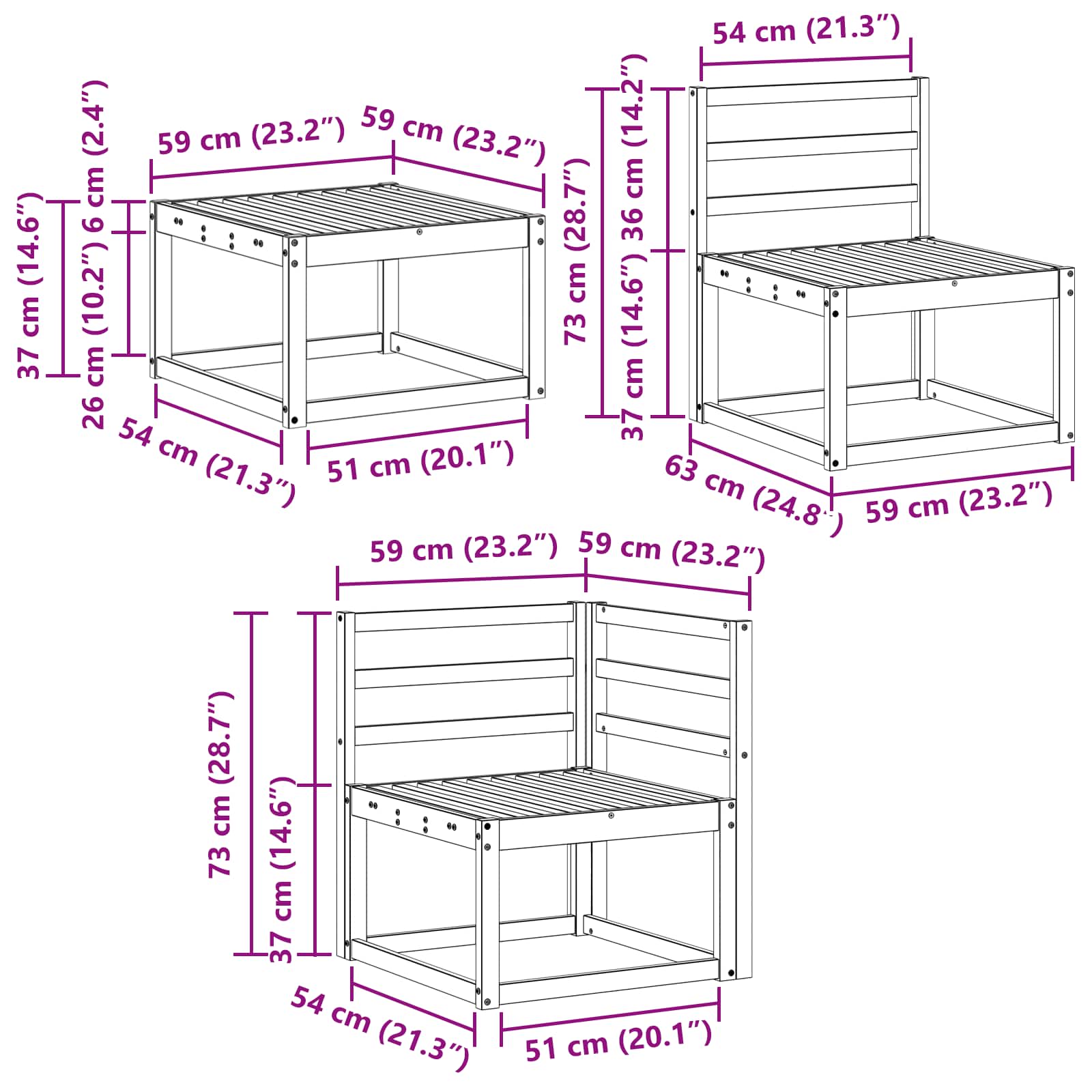 Buiten bankenset 6 pcs Naturel Massief Acaciahout is nu te koop bij PeponiXL, paradijselijk wonen!
