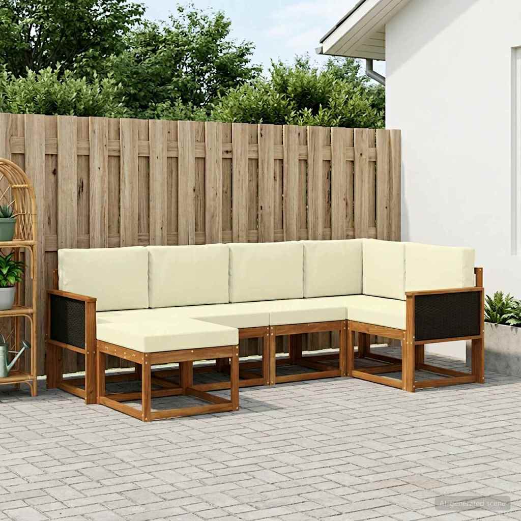 Buiten bankenset 6 pcs Natuurlijk en Crème Massief Acaciahout is nu te koop bij PeponiXL, paradijselijk wonen!