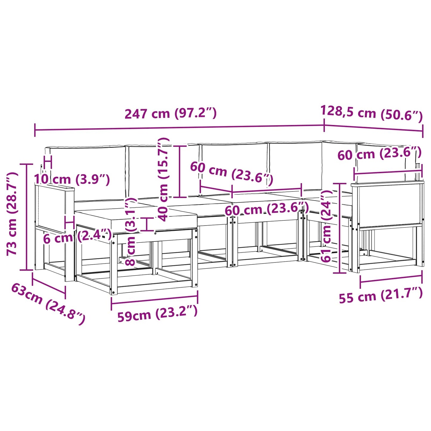 Buiten bankenset 6 pcs Natuurlijk en Crème Massief Acaciahout is nu te koop bij PeponiXL, paradijselijk wonen!