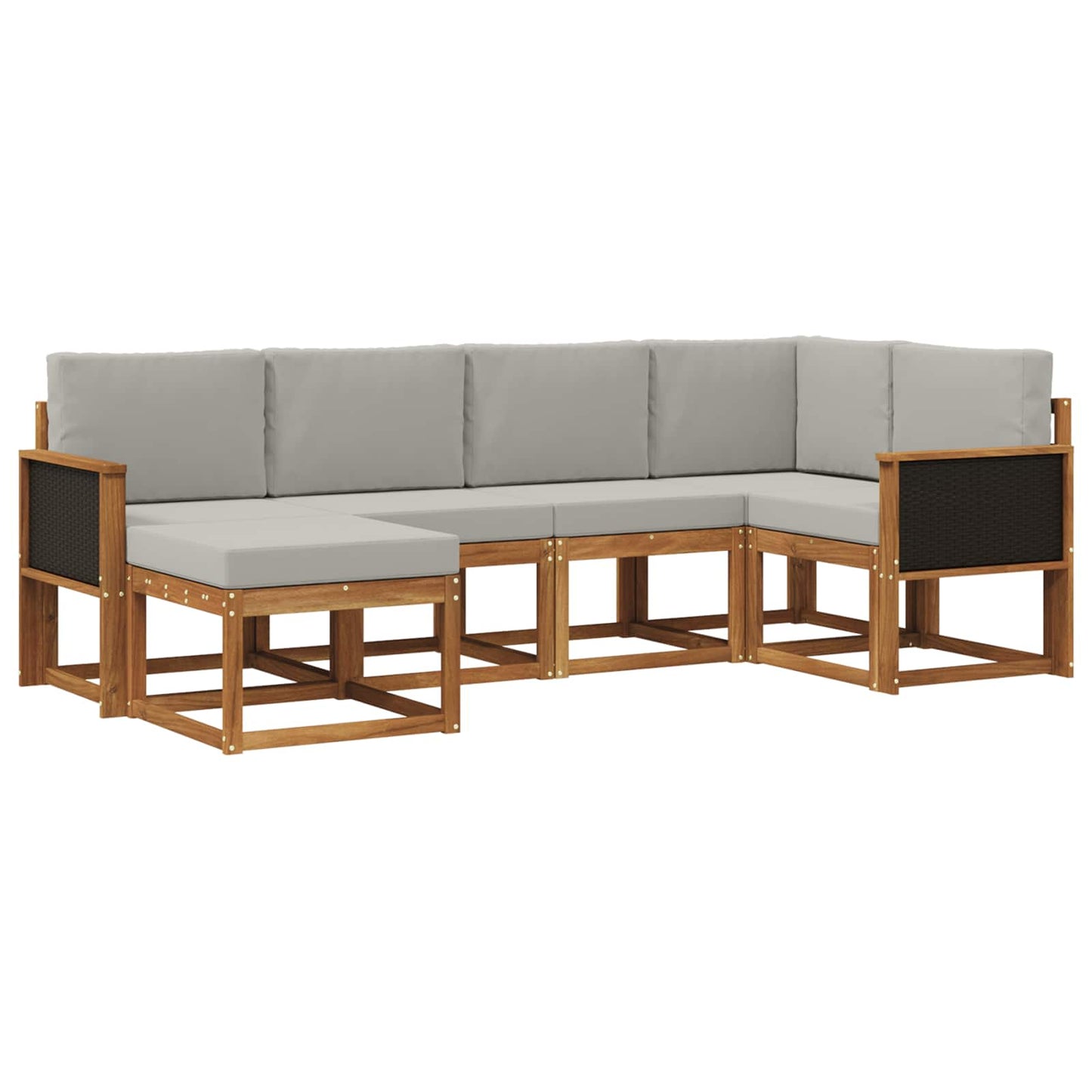Buiten bankenset 6 pcs Naturel en lichtgrijs Massief Acaciahout is nu te koop bij PeponiXL, paradijselijk wonen!