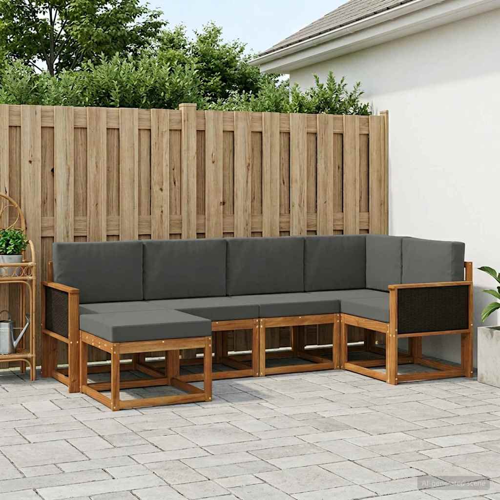 Buiten bankenset 6 pcs Natuurlijk en Antraciet is nu te koop bij PeponiXL, paradijselijk wonen!