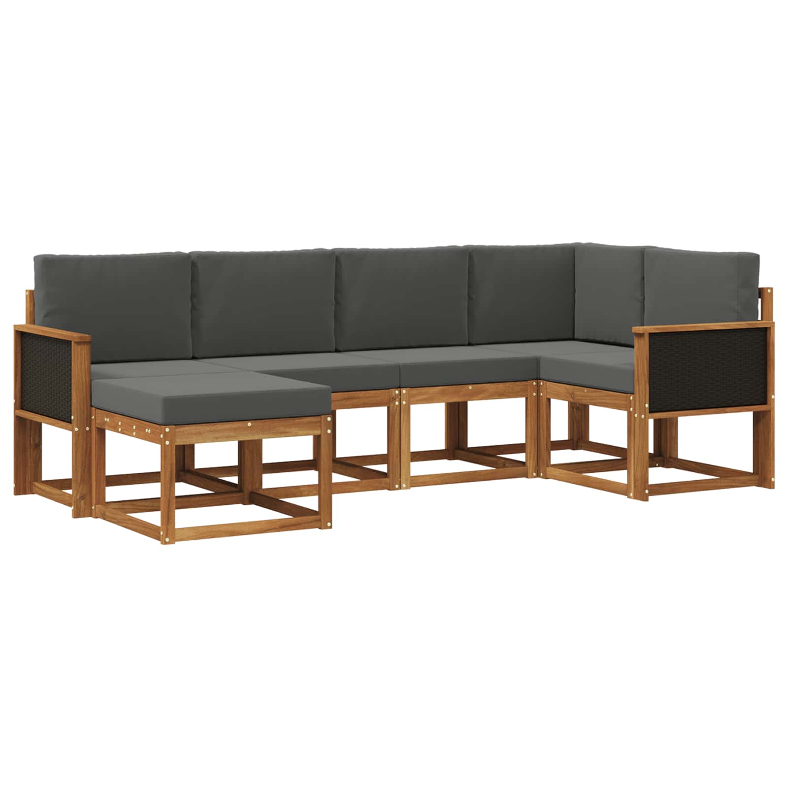 Buiten bankenset 6 pcs Natuurlijk en Antraciet is nu te koop bij PeponiXL, paradijselijk wonen!