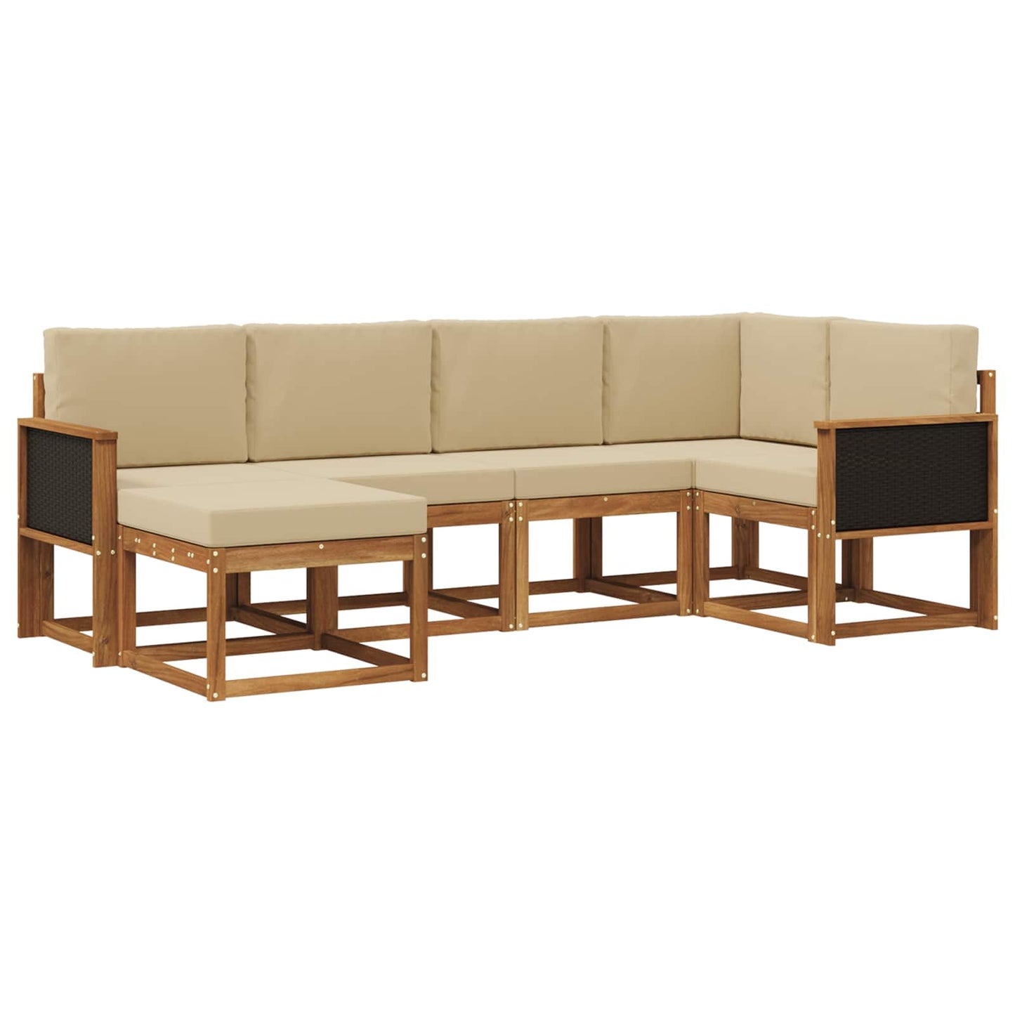 Buiten bankenset 6 pcs Natuurlijk en Beige Massief Acaciahout is nu te koop bij PeponiXL, paradijselijk wonen!