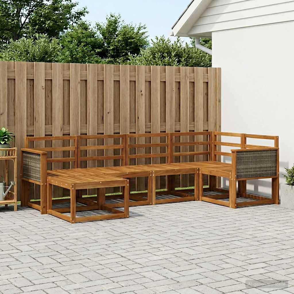 Buiten bankenset 6 pcs Naturel Massief Acaciahout is nu te koop bij PeponiXL, paradijselijk wonen!